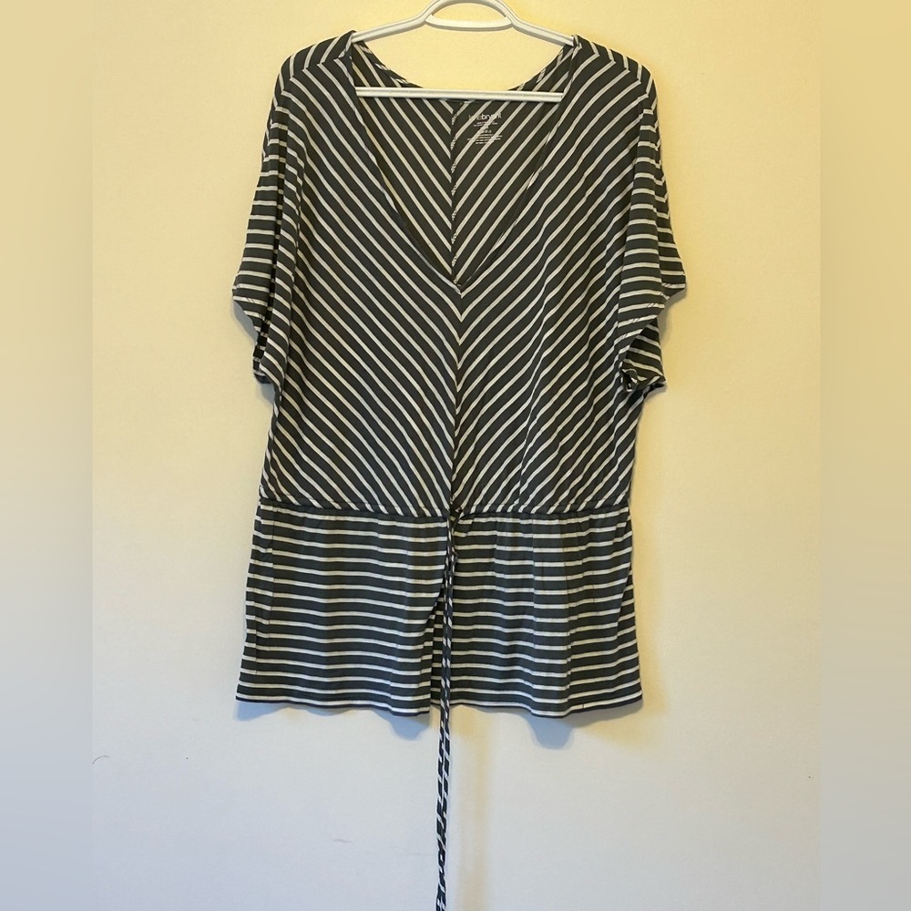 Lane Bryant Grey and White Striped shirt top